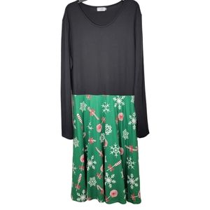 Christmas Winter Snowflake Themed Fit & Flare Long Sleeve Women's Dress Size XL